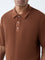 Ascot Brown Textured Relaxed-Fit Cotton-Blend Polo T-Shirt