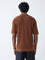 Ascot Brown Textured Relaxed-Fit Cotton-Blend Polo T-Shirt