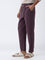 ETA Dark Purple Solid Relaxed Fit Mid-Rise Cotton Chinos