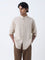 Ascot Beige Solid Relaxed-Fit Linen-Blend Shirt