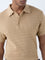 Ascot Beige Cable-Knit Relaxed-Fit Cotton Polo T-Shirt