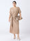 Gia Beige Knot-Detailed Straight Dress