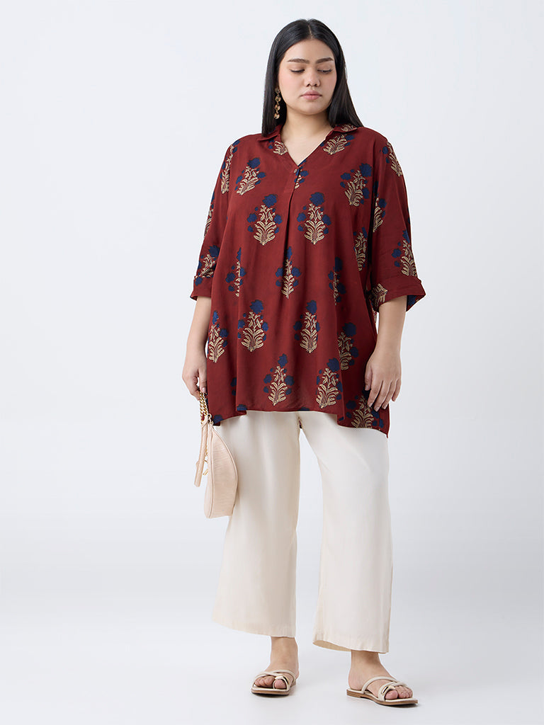 Diza Red Floral Printed Tunic