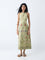 Bombay Paisley Sage Botanical Pattern Cotton A-Line Dress