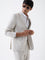 Ascot Beige Checkered Relaxed-Fit Linen Blazer