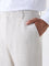 Ascot Beige Checked Relaxed-Fit Mid-Rise Linen Trousers