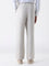 Ascot Beige Checked Relaxed-Fit Mid-Rise Linen Trousers