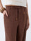 Bombay Paisley Brown Solid Cotton-Blend Pants