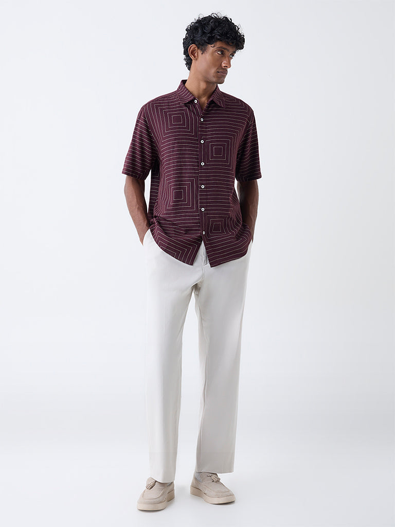 Ascot Wine Abstract Patterns Relaxed-Fit Shirt