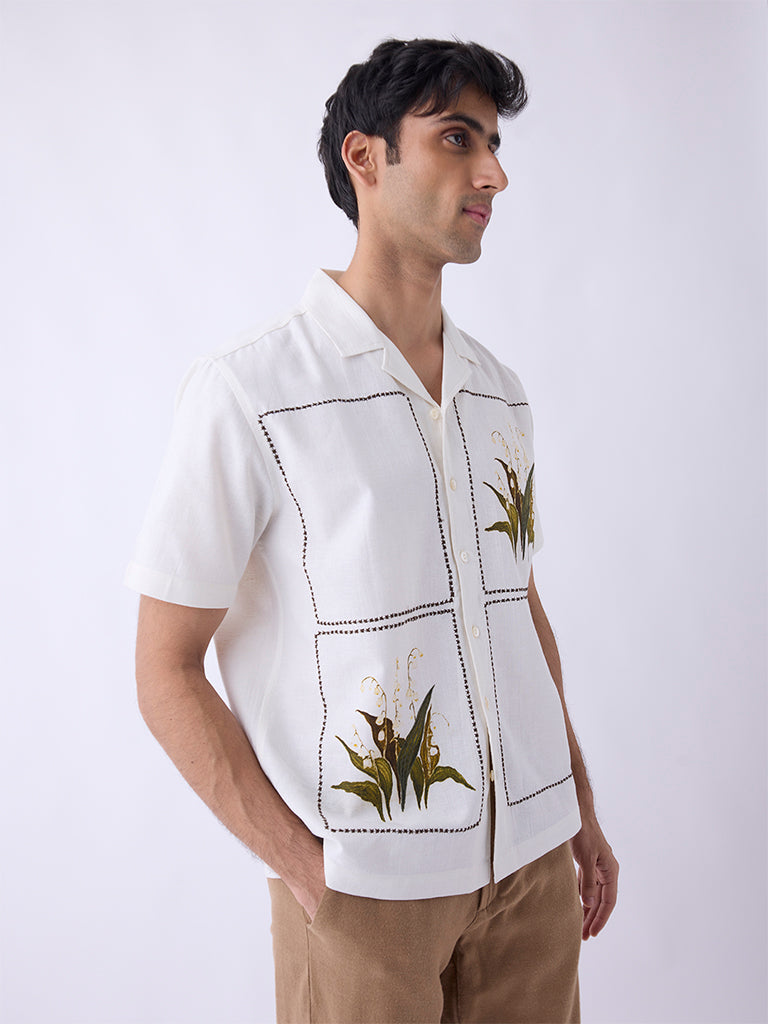 ETA Off-White Botanical Relaxed-Fit Cotton-Blend Shirt