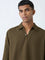 ETA Olive Solid Relaxed-Fit Cotton-Blend Shirt