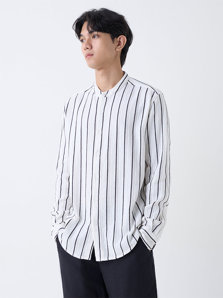 ETA Off-White Striped Relaxed-Fit Cotton Shirt