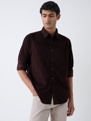 Ascot Dark Brown Relaxed-Fit Corduroy Shirt