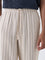 ETA Beige Pinstriped Relaxed-Fit Mid-Rise Cotton Trousers