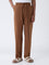 ETA Brown Solid Relaxed-Fit Mid-Rise Cotton-Blend Chinos
