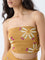 Bombay Paisley Mustard Embroidered Cotton-Blend Tube Top