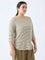 Gia Beige Stripe Patterned T-Shirt