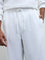 Ascot White Relaxed-Fit Mid-Rise Linen Trousers
