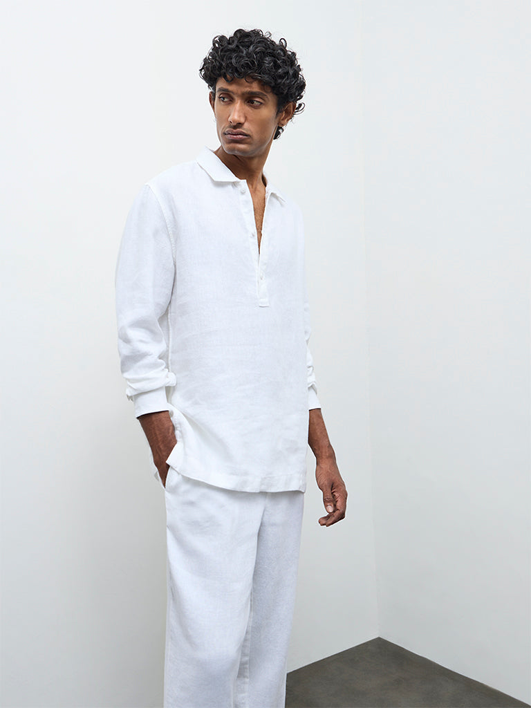 Ascot Off-White Relaxed-Fit Linen Shirt