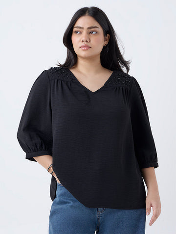 Gia Black Pearl-Detailed Blouse