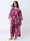 Diza Plum Floral Printed Palazzos