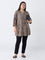 Diza Taupe Foliage Printed Tunic