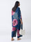 Diza Indigo Floral Printed High-Low Kurti