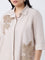Gia Beige Floral Embroidered Cotton Shirt