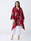 Diza Red Floral Pattern A-Line Kurta