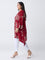 Diza Red Floral Pattern A-Line Kurta