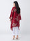 Diza Red Floral Pattern A-Line Kurta