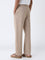 ETA Taupe Textured Relaxed-Fit Mid-Rise Cotton-Blend Pants