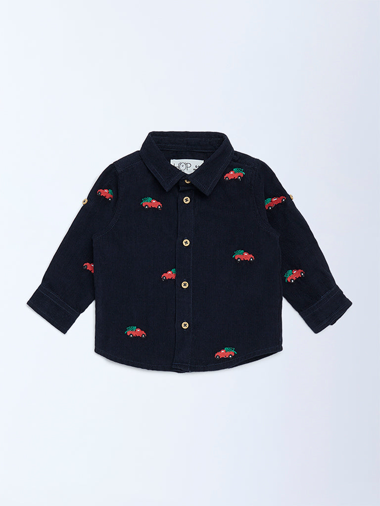 HOP Baby Navy Embroidered Corduroy Shirt