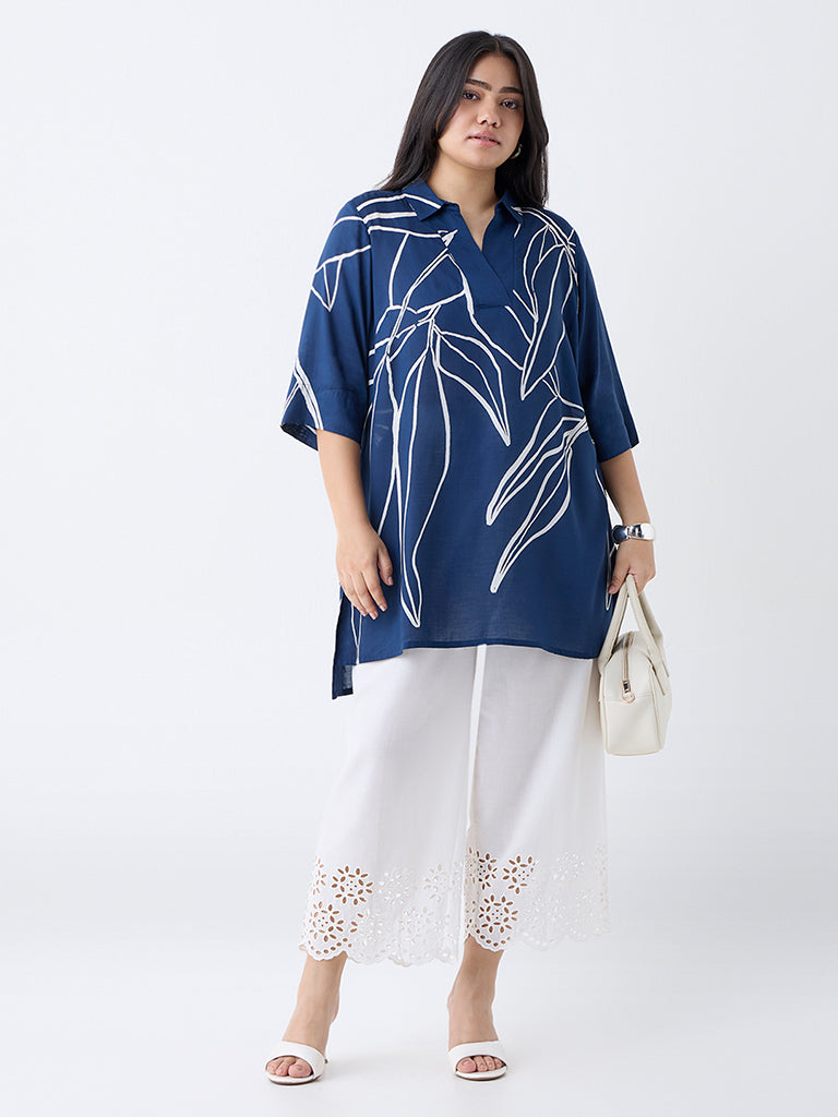 Diza Indigo Botanical Design Tunic