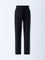 ETA Black Textured Relaxed-Fit Mid-Rise Cotton-Blend Pants