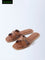 LUNA BLU Brown Criss-Cross Detailed Slides- Exclusive