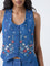 Bombay Paisley Blue Floral Embroidered Denim Waistcoat