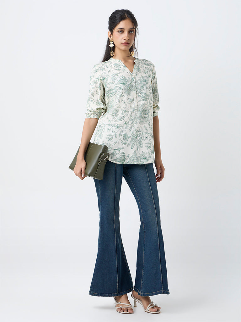 Utsa Green Foliage Printed Tunic