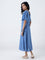 Bombay Paisley Blue Striped Cotton A-Line Dress