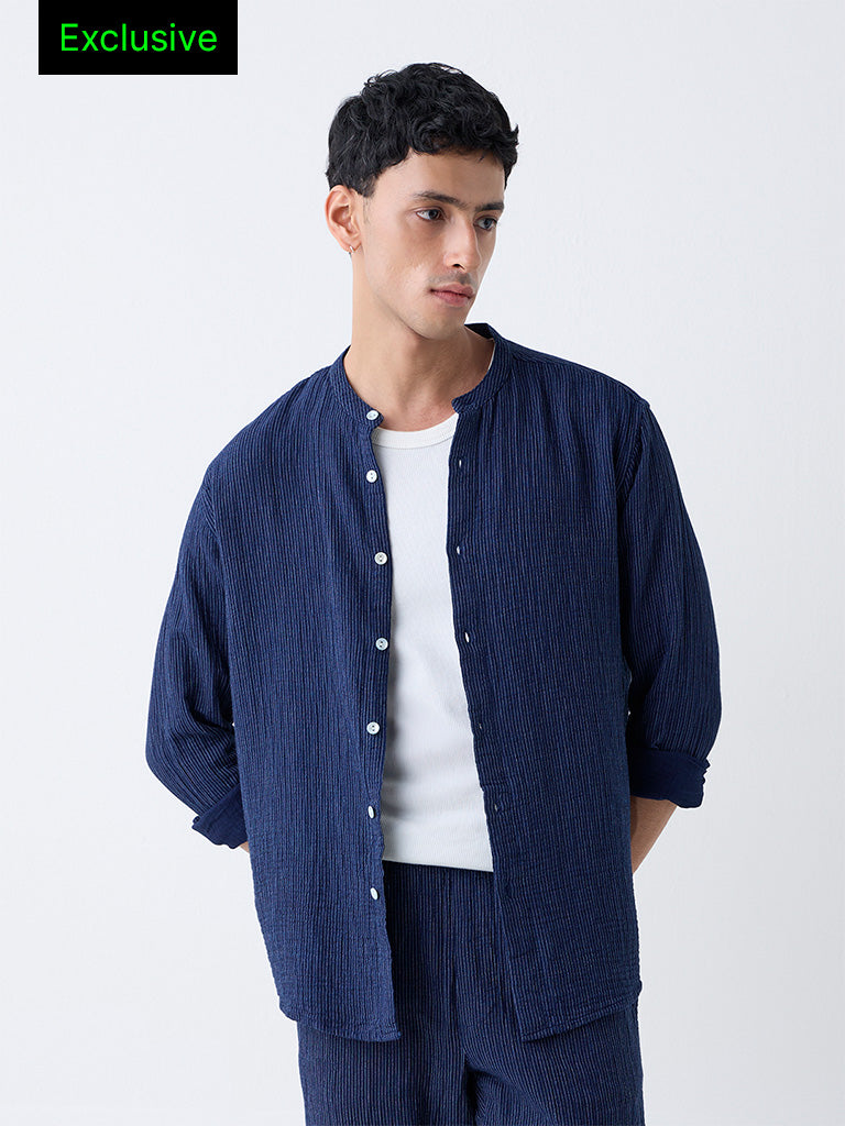 ETA Indigo Pinstriped Relaxed-Fit Cotton Shirt - Exclusive