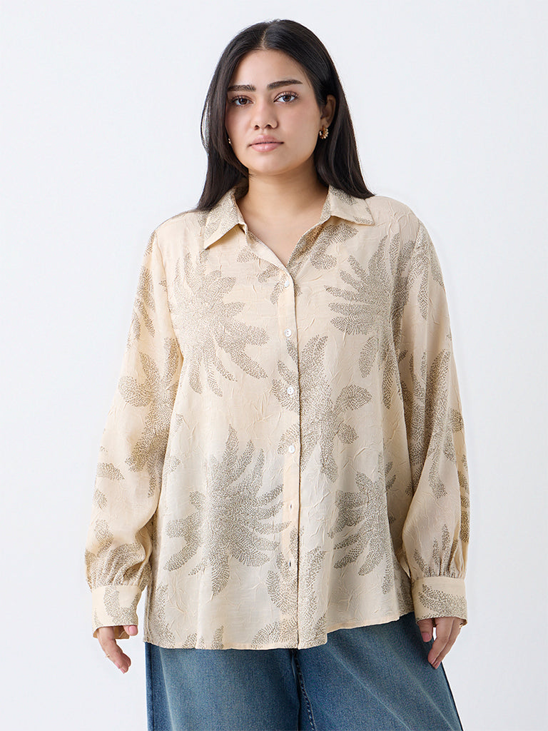 Gia Cream Foliage Printed Shirt