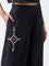 Bombay Paisley Black Embroidered Cotton-Blend Pants