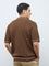 Ascot Tan Knit-Textured Relaxed-Fit Cotton-Blend Polo T-Shirt