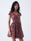 Bombay Paisley Red Floral Pattern Cotton A-Line Dress