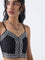 Bombay Paisley Black Embroidered Cotton Crop Top