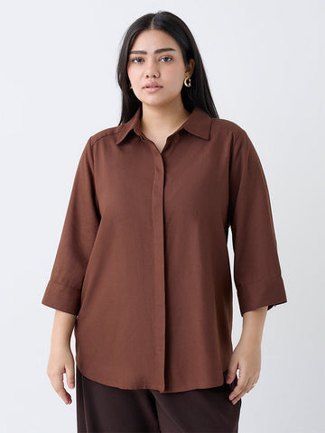 Gia Dark Brown Solid Shirt