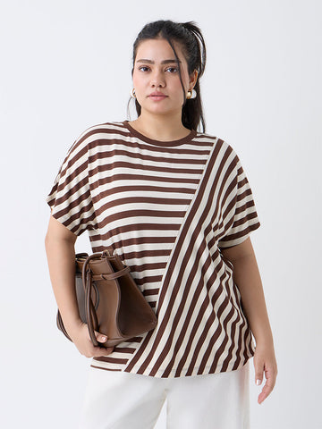 Gia Brown Striped T-Shirt