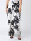 Gia Black Floral Pattern Mid-Rise Trousers