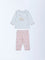 HOP Baby Girls Pink Cotton T-Shirt and Pants Set