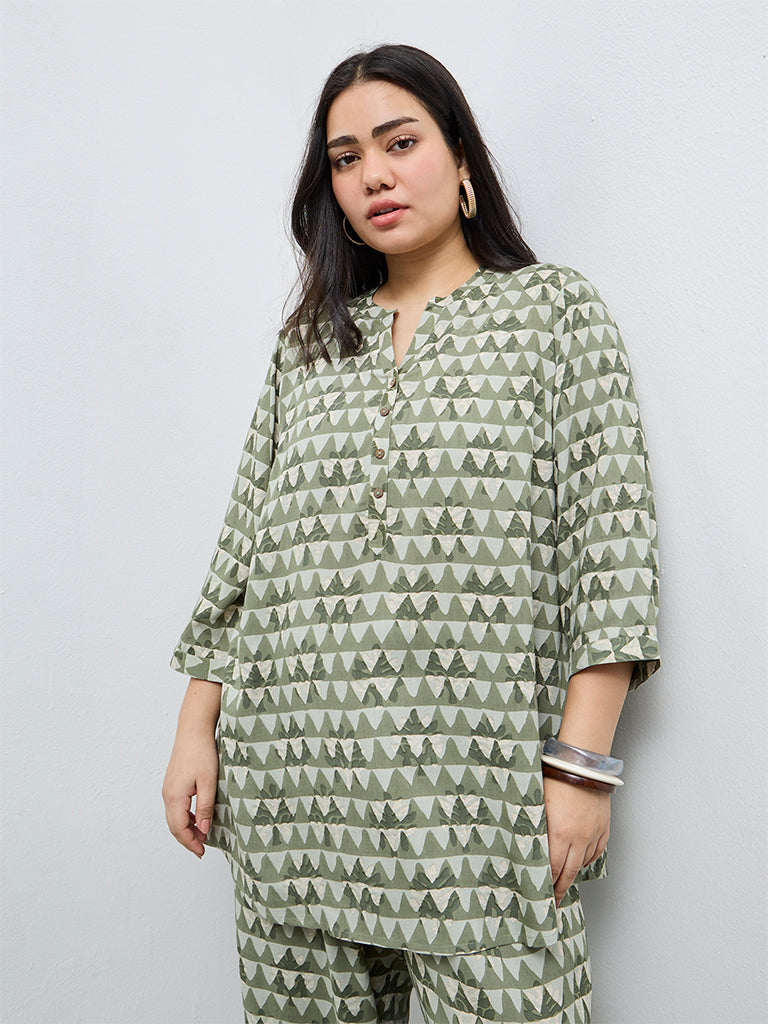 Diza Mint Geometric Printed Tunic